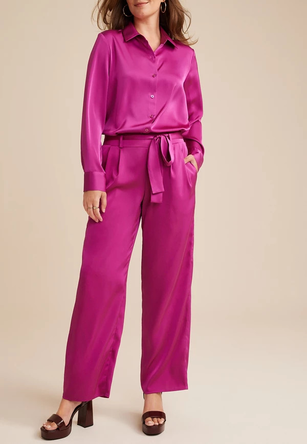 Satin High Rise Wide Leg Pant | Maurices