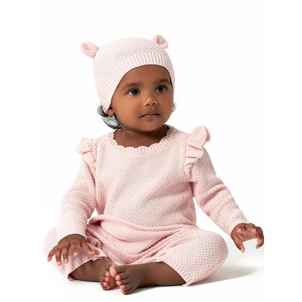 Modern Moments by Gerber Baby Boy, Baby Girl, & Unisex Sweater Knit Coverall & Hat Outfit Set, Ne... | Walmart (US)