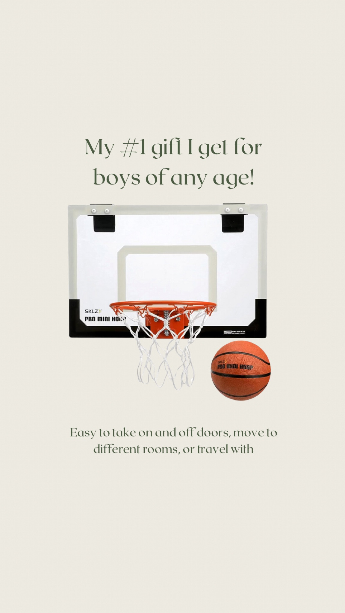 This mini hoop is always a hit. It’s such an affordable gift for a kid of any age or even an adult office gift! 🏀

Gifts, gifts for boys, boys gifts, Christmas gift idea, birthday gift idea, basketball, dorm gift, office gift 

#LTKHoliday #LTKKids #LTKGiftGuide
