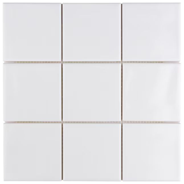 Affinity Tile Twist Square White Ice 12-in x 12-in Glossy Ceramic Uniform Squares Patterned Wall ... | Lowe's