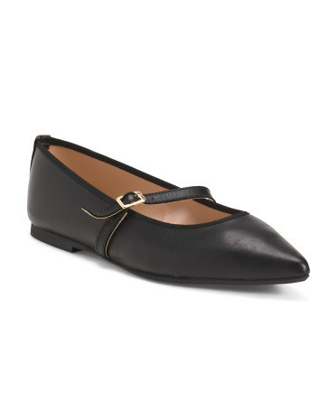 Leather Ballerina Pointy Toe Mary Jane Flats for Women | Leather/Man-Made Sole | Marshalls