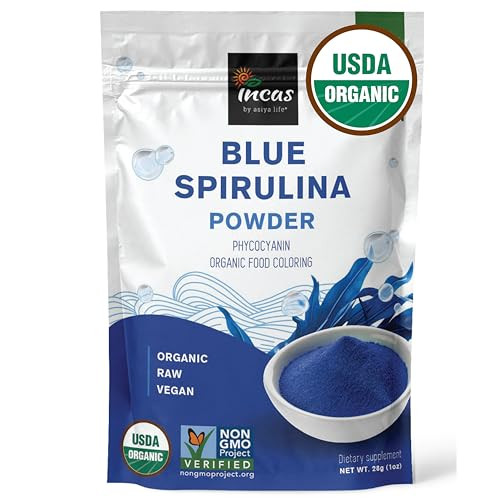 USDA Organic Blue Spirulina Powder (Phycocyanin Extract), No Fishy Smell, 100% Vegan Protein from Blue-Green Algae, Natural Food Coloring for Smoothies, Baking & Drinks (1.06 Ounces) | Amazon (US)
