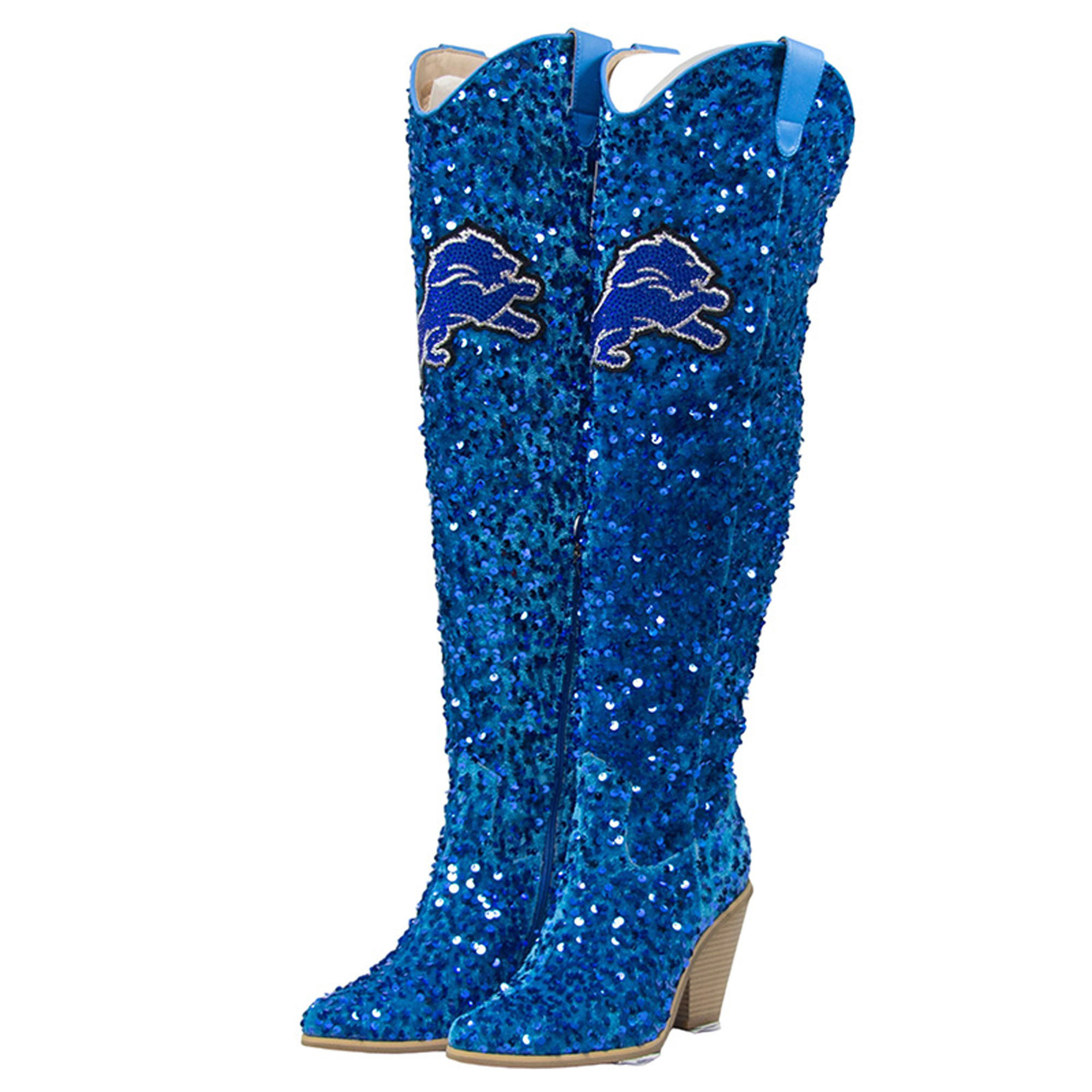 Women's Cuce Detroit Lions Over-the-Knee Sequin Boots | Fanatics