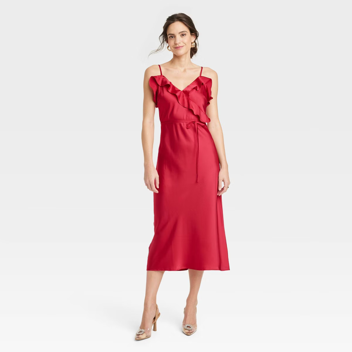 Women's Ruffle Midi Slip Dress - A New Day™ | Target