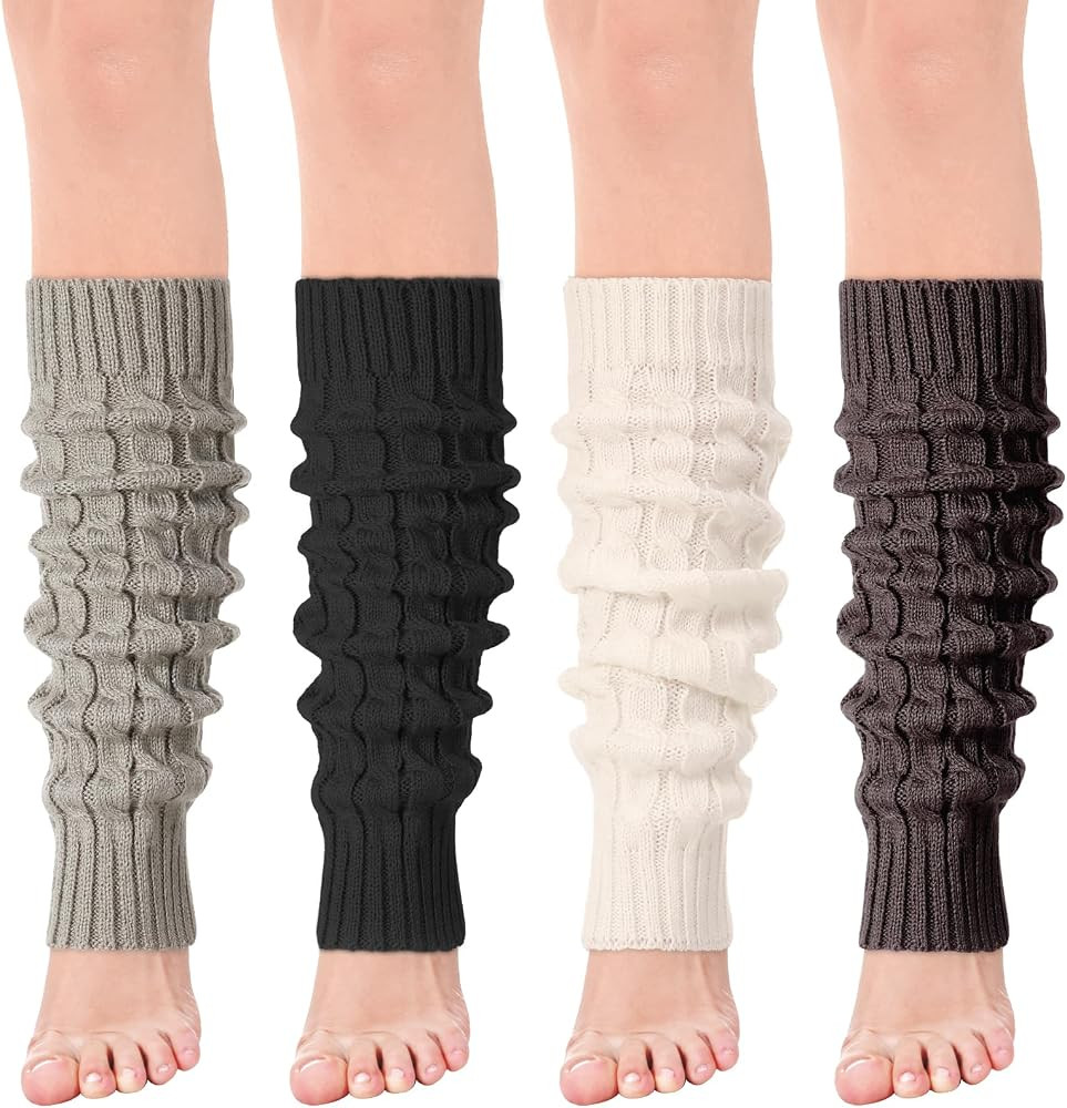 Jspupifip Cable Knit Leg Warmers Ballet Dance Long Yoga Socks Set | Amazon (US)