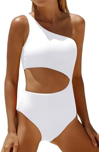 Women's One Piece Swimsuit- One Shoulder Bathing Suit Cutout Tummy Control Swimwear | Amazon (US)
