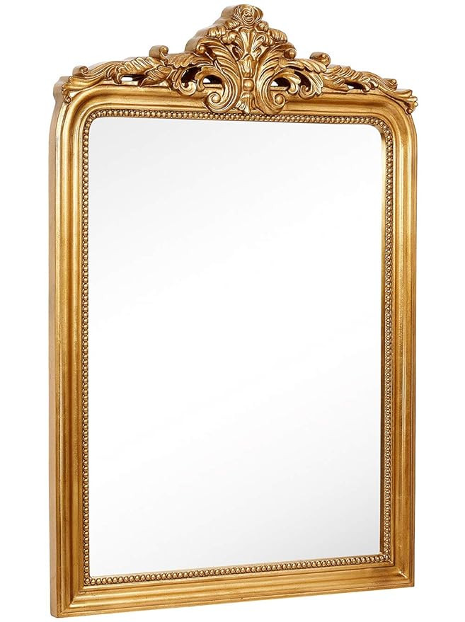 Hamilton Hills Top Gold Baroque Wall Mirror | Rich Old World Feel Framed Beveled Elegant Glass Mi... | Amazon (US)