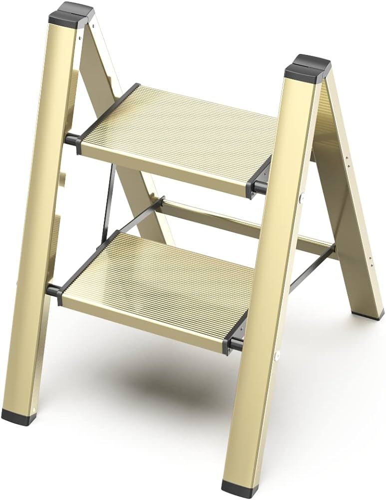 GameGem 2 Step Ladder, Aluminum Folding Step Stool with Anti-Slip Sturdy and Wide Pedal, Lightwei... | Amazon (US)