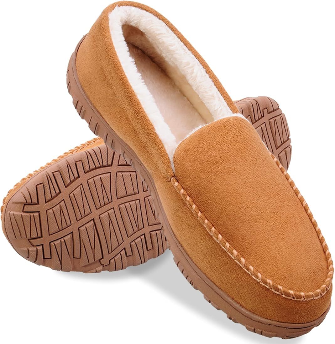 shoeslocker Men Slippers Indoor Outdoor Anti-Slip Slippers for Men Warm Plush | Amazon (US)