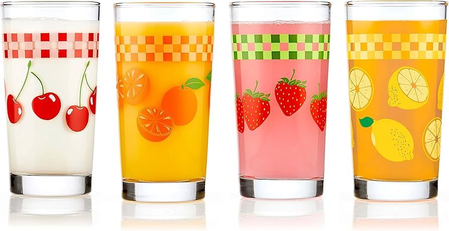 Libbey Vintage Juice Glasses, 11-ounce, Assorted, Set of 4 | Amazon (US)