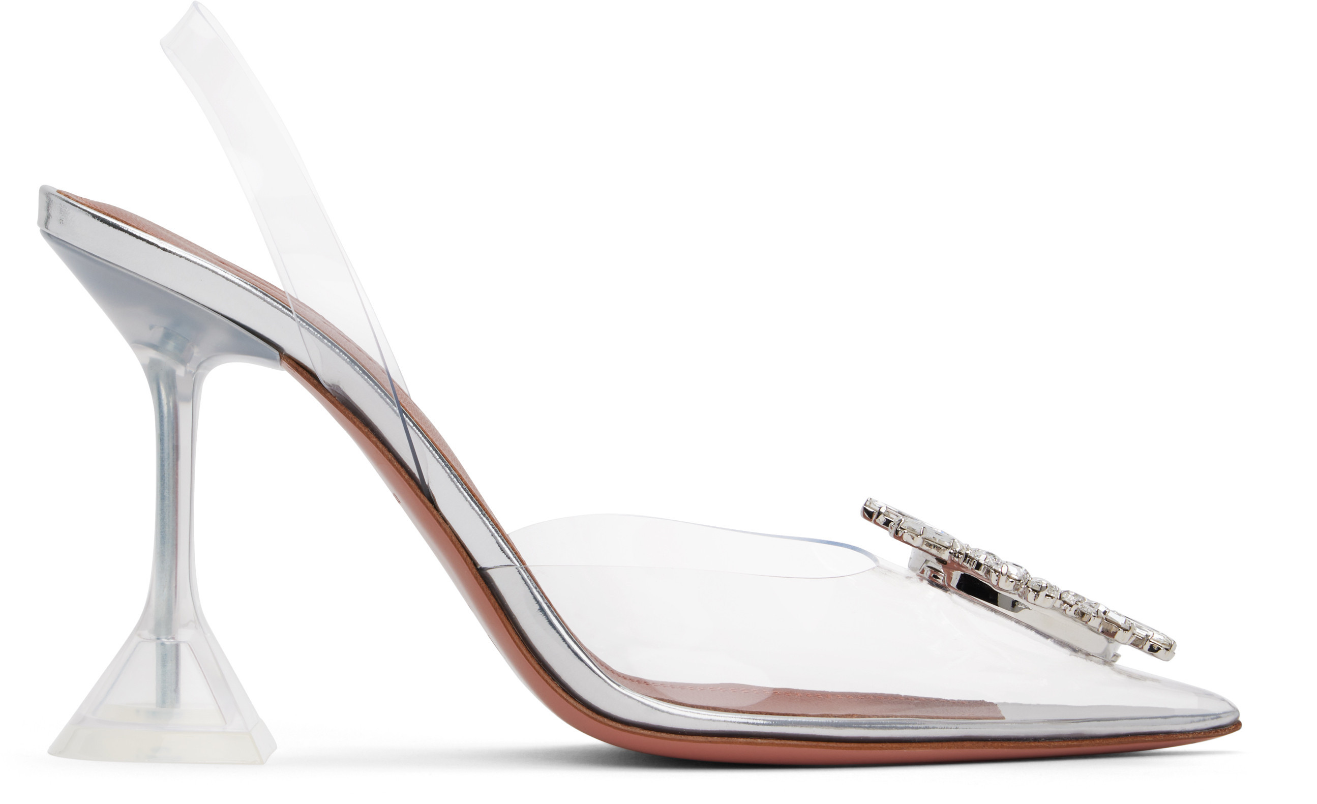Amina Muaddi Off-White Begum Glass Sling 70 Heels | SSENSE