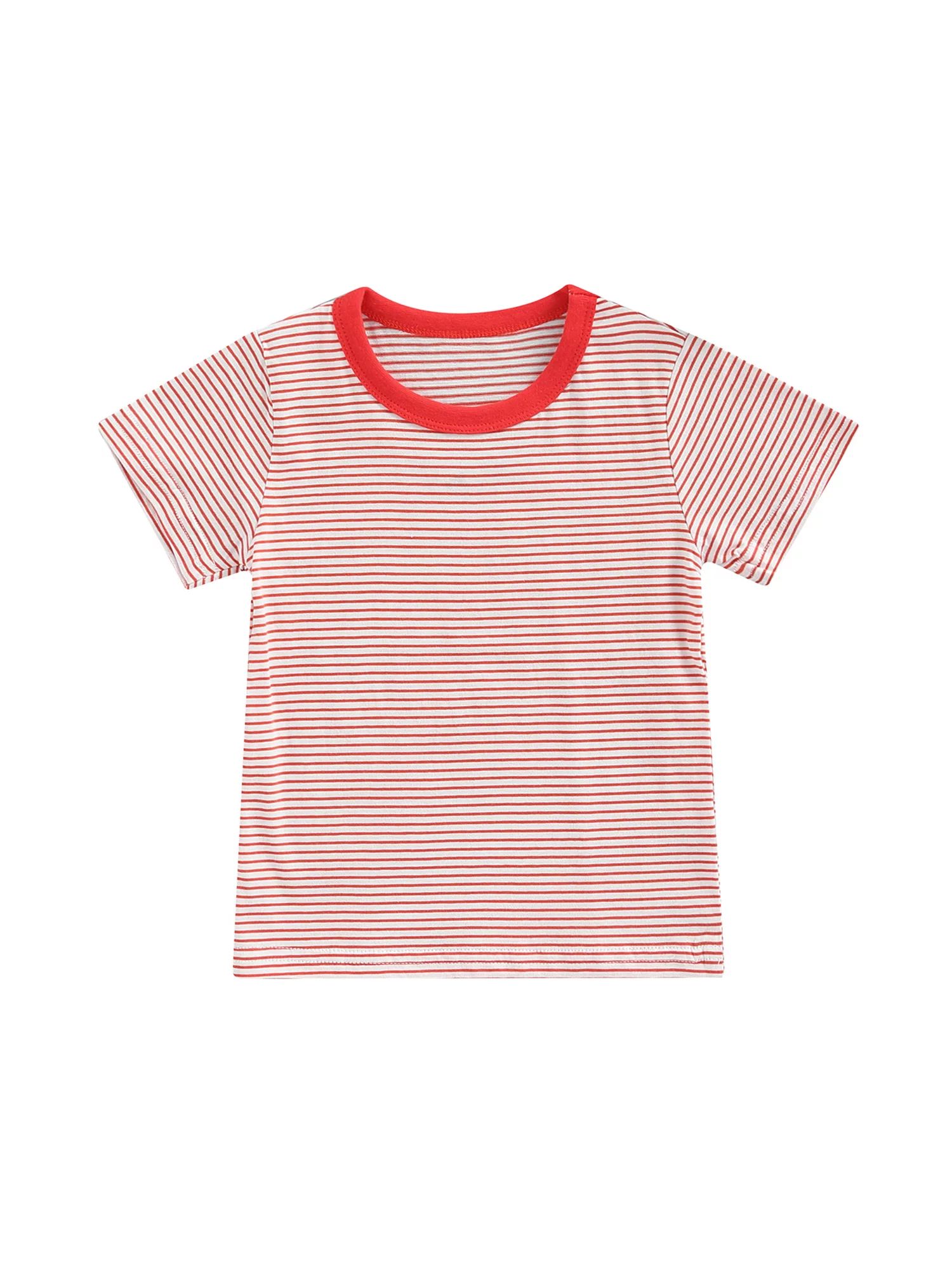 TheFound Toddler Baby Boy Girl T-Shirt Striped Short Sleeve Casual Tops Pullover Summer Clothes | Walmart (US)