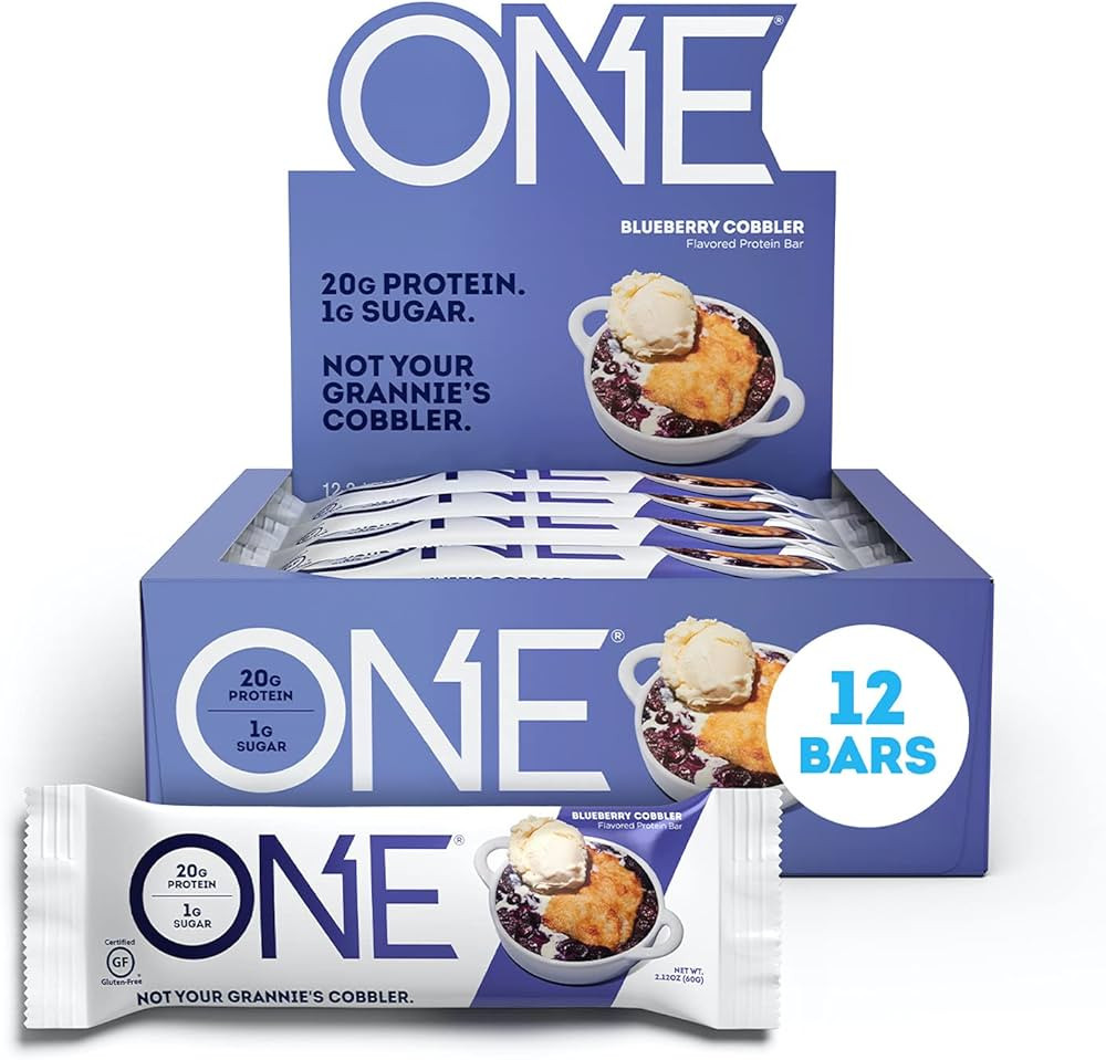 ONE Protein Bars, Blueberry Cobbler, Gluten Free Protein Bars with 20g Protein and 1g Sugar, Pant... | Amazon (US)