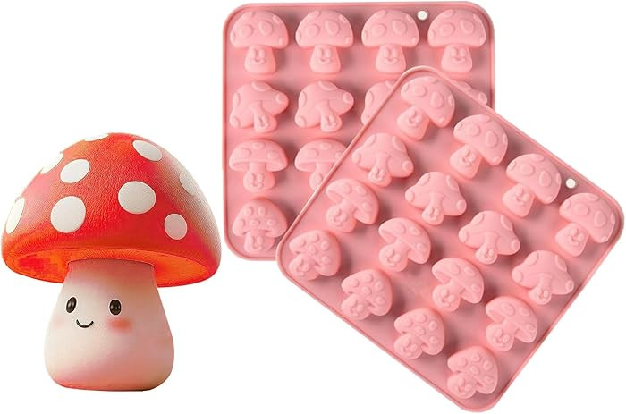 Mushroom Silicone Molds，2Pcs Cute Mushroom Silicone Candy Molds,3D Mushroom Candy Ice Gummy Fon... | Amazon (US)