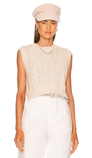 525 Cable Sweater Vest in Cream. - size S | Revolve Clothing (Global)