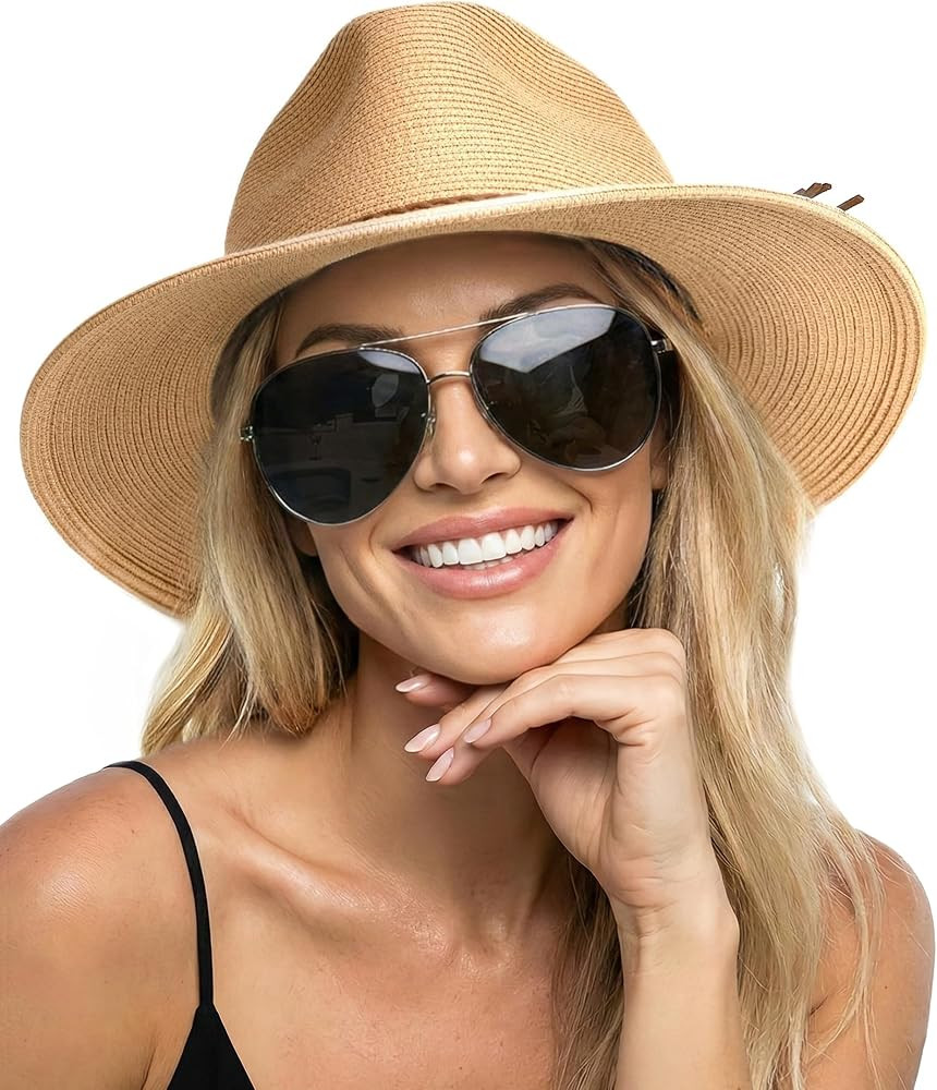 FURTALK Sun Hats for Women Summer Wide Brim UV UPF 80+ Panama Fedora Foldable Packable Straw Beac... | Amazon (US)