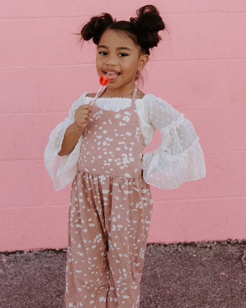 Harrah Halter Jumpsuit - Dusty Pink Spots | Bailey's Blossoms