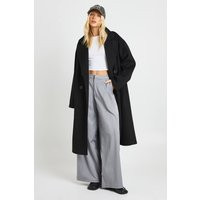 boohoo Women's Double Breasted Wool Look Coat in Black | Size: 12 | Woven | boohoo (US & Canada)