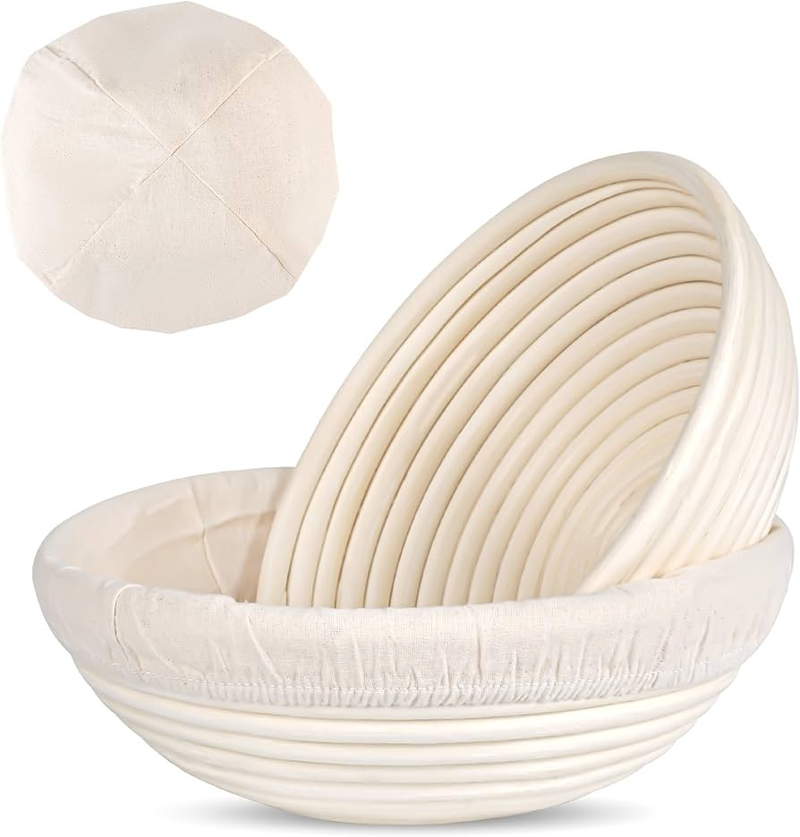 Saint Germain Bakery Premium Round Bread Banneton Basket with Liner (Set of 2 9" Round Baskets) | Amazon (US)