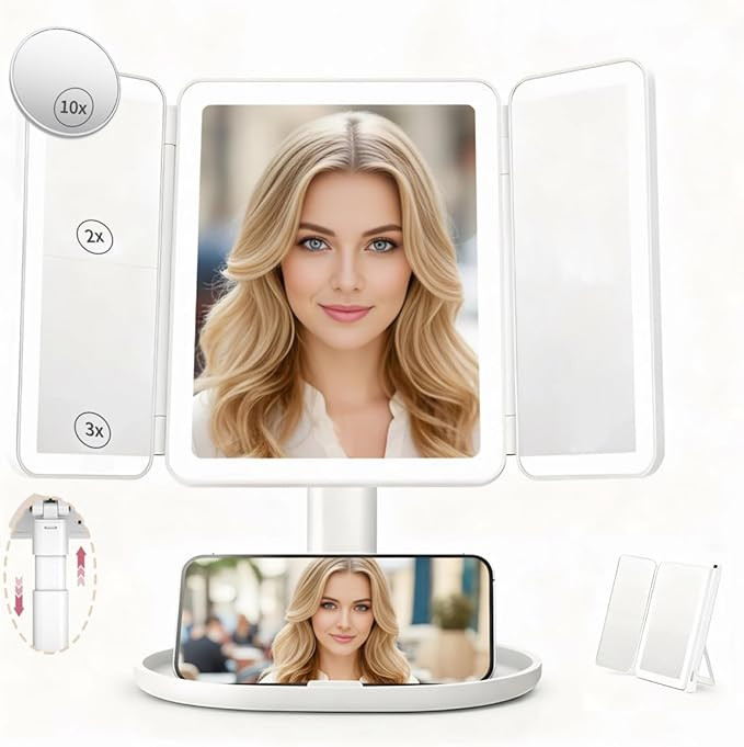 Makeup Mirror with Lights，Vanity Mirror with Lights 2X/3X/10X Magnification, Smart Sensor, Adju... | Amazon (US)