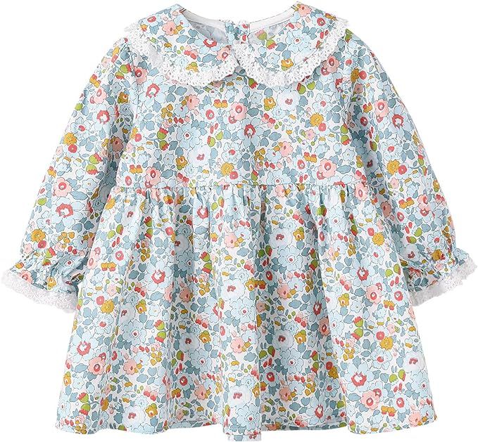 pureborn Baby Toddler Girls Dress Long Sleeve Cotton Playwear Dresses 0 Months - 5T | Amazon (US)