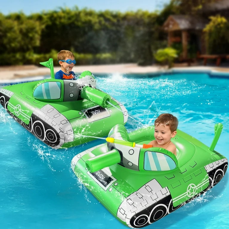 GVDV Inflatable Tank Pool Float for Adults & Kids, 61" x 44" Ride-On Float with Water Squirt Guns... | Walmart (US)