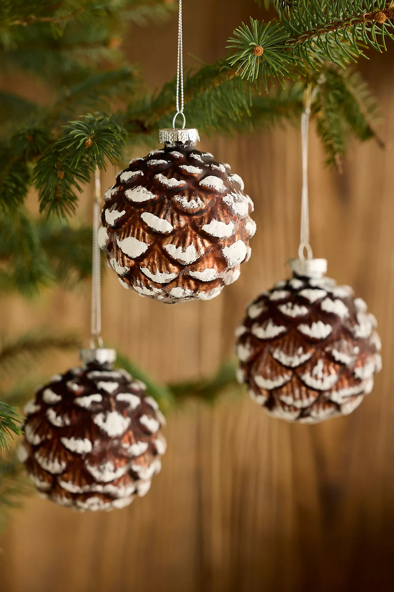 Terrain Pinecone Glass Globe Ornaments, Set of 3 | Anthropologie (US)