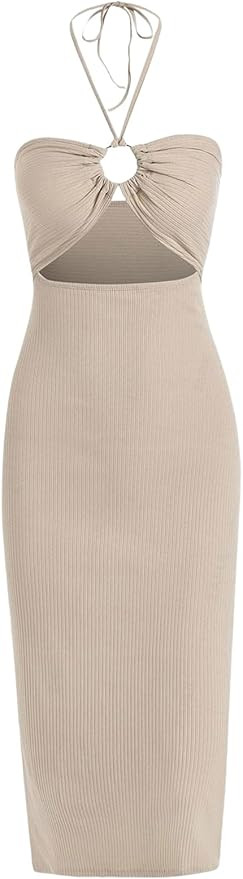 ZAFUL Women's Sleeveless Dress Sexy Midi Halter Dresses Criss Cross Cami Womens Casual Clothes fo... | Amazon (US)