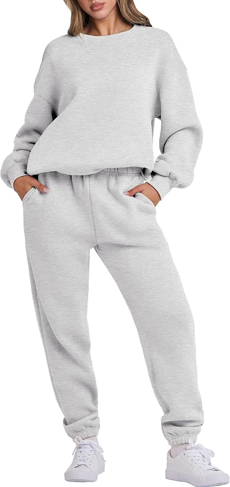 ANRABESS Women's Two Piece Outfits Lounge Set Long Sleeve Crewneck Sweatshirt Jogger Pants Tracks... | Amazon (US)
