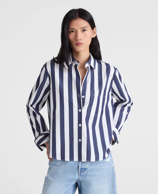 The Signature Y-Neck Shirt in Poplin | Madewell