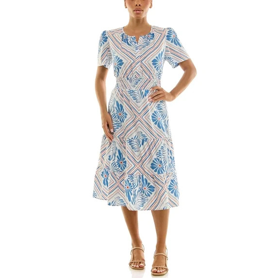 Split Neck Tiered Maxi Dress | Walmart (US)
