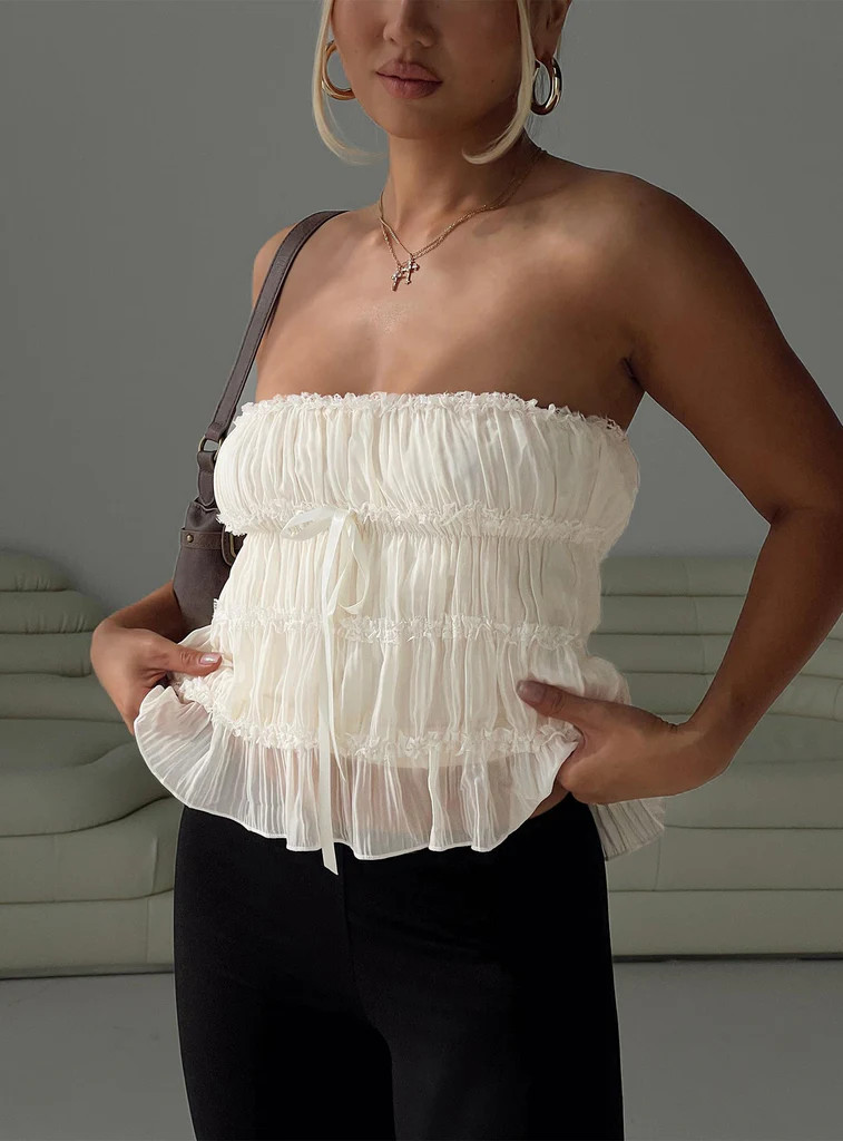 Avelina Strapless Top Cream | Princess Polly US