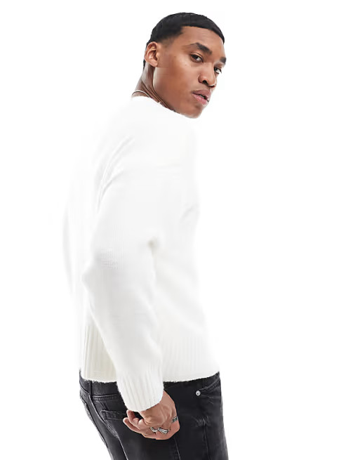 Bershka heavy knit jumper in white | ASOS (Global)