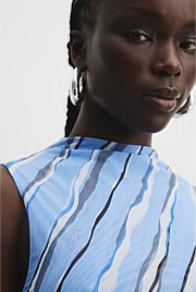 Print Gathered Mesh Dress | Country Road