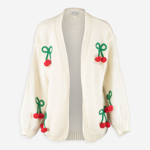 Beige Cherry Knitted Cardigan | TK Maxx