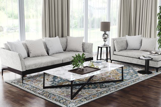 Soft Woven Elegant Printed Machine Washable Area Rug Blue 5'3" x 7'6" - Walmart.com | Walmart (US)