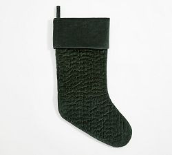 Hunter Green Channel Quilted Velvet Stocking | Pottery Barn (US)