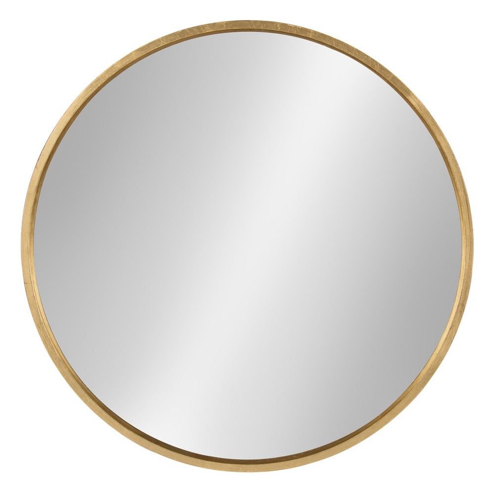 26" x 26" Travis Round Wood Accent Wall Mirror Gold - Kate and Laurel | Target