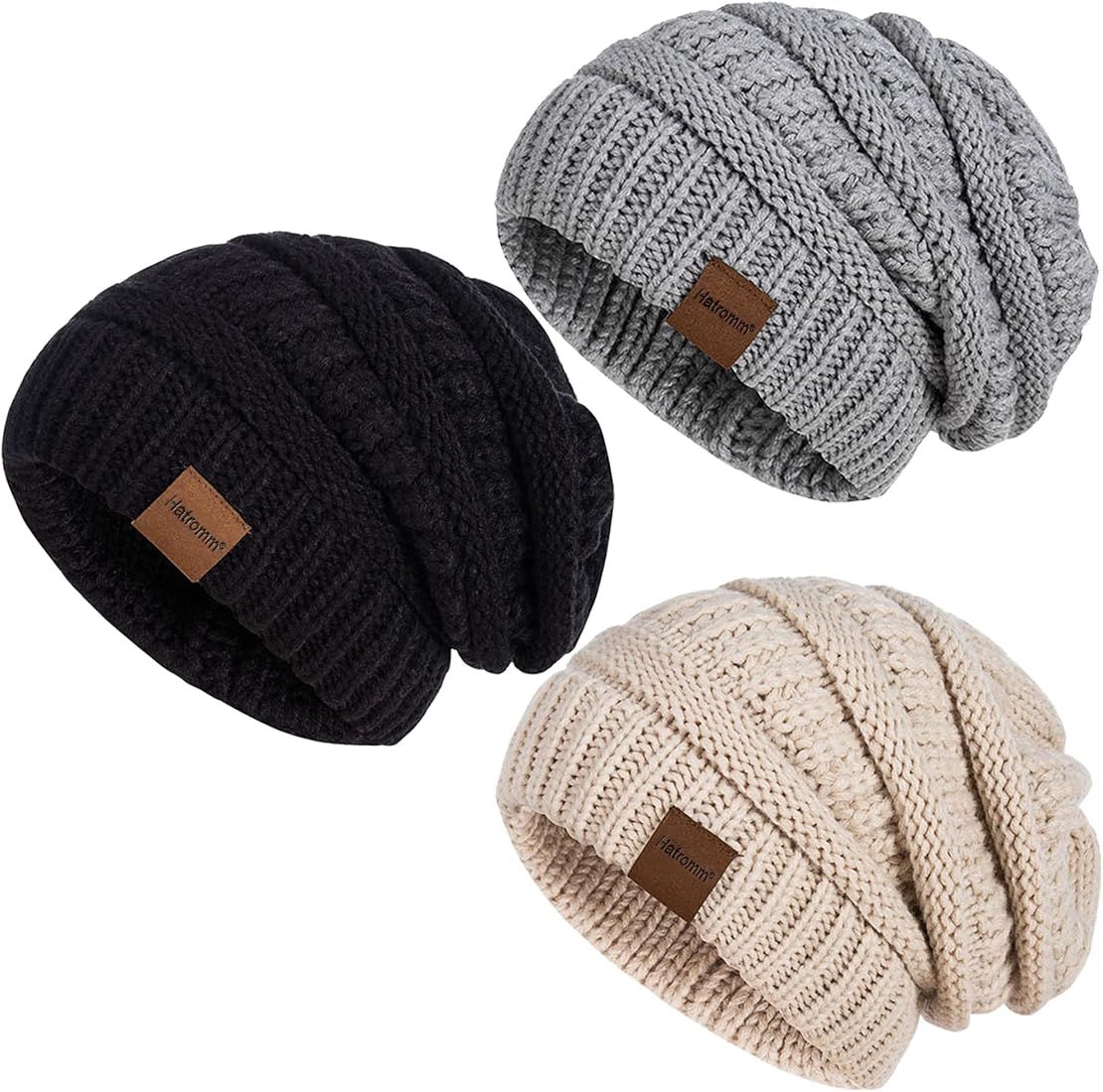 Womens Beanies for Winter 3 Pack, Slouchy Beanies for Women Oversized Knit Warm, Winter Hats for ... | Amazon (US)