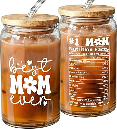 Mothers Day Gift For Mom, Best Mom Ever Coffee Glass Cup 16oz, Mother Coffee Cup - Birthday Gift ... | Amazon (US)