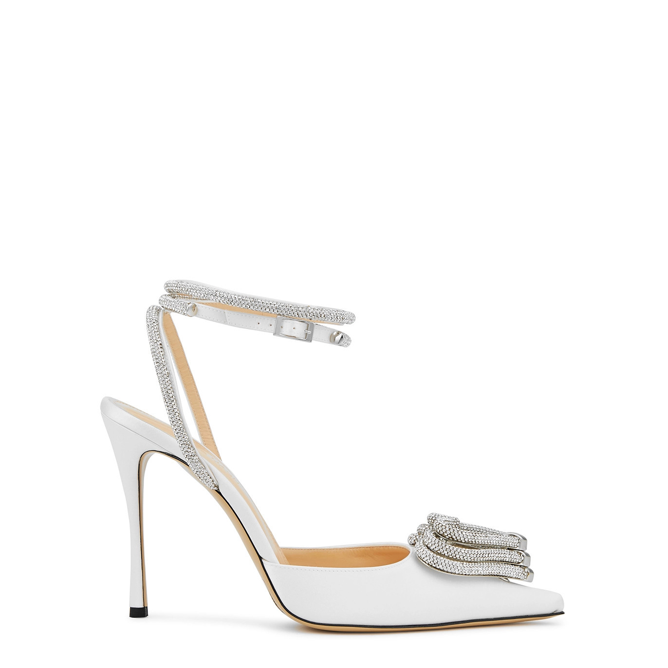 Mach & Mach 110 Crystal-embellished Satin Pumps - White | Harvey Nichols (Global)