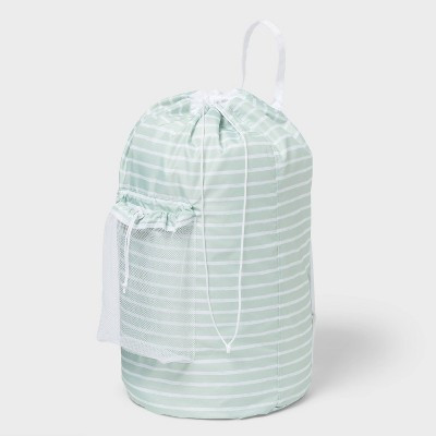 Backpack Laundry Bag Green - Brightroom™: 50L Capacity, Daydream Green, Stripe Pattern, Multipurpose, 1 Handle | Target