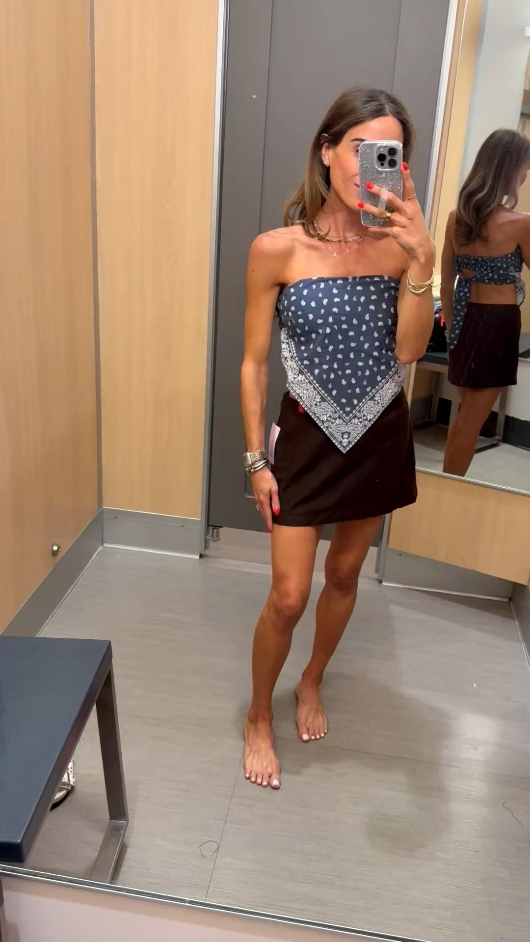 Bandana style tie top with brown suede skort size xxs perfect for a  country concert 

#LTKFestival #LTKPetite