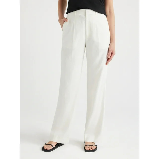 Free Assembly Women’s High-Rise Wide-Leg Pleated Pants, 32” Inseam, Sizes 0-20 - Walmart.com | Walmart (US)