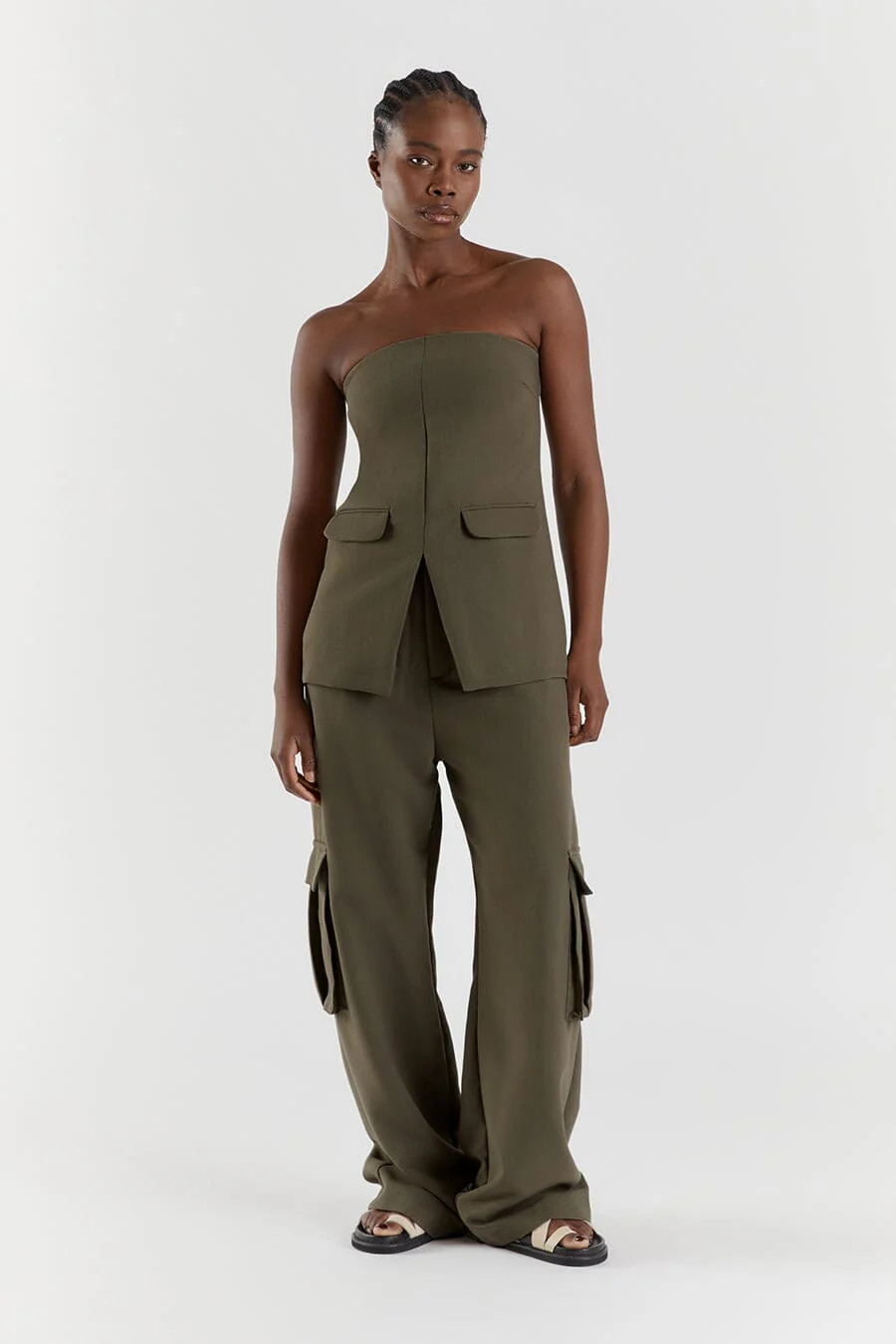 WILLA PETROL STRAPLESS TOP | DISSH