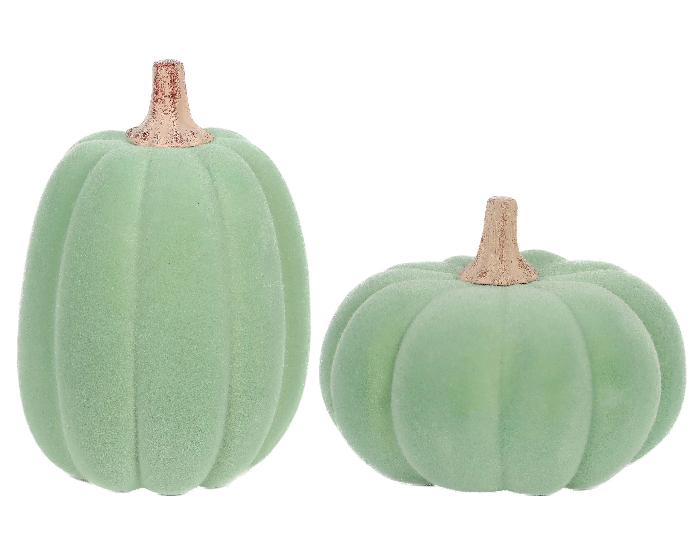Harvest Green Flocked Pumpkins, Set of 2, by Way To Celebrate | Walmart (US)