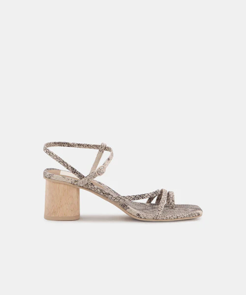 ZYDA HEELS IN STONE SNAKE PRINT LEATHER | DolceVita.com