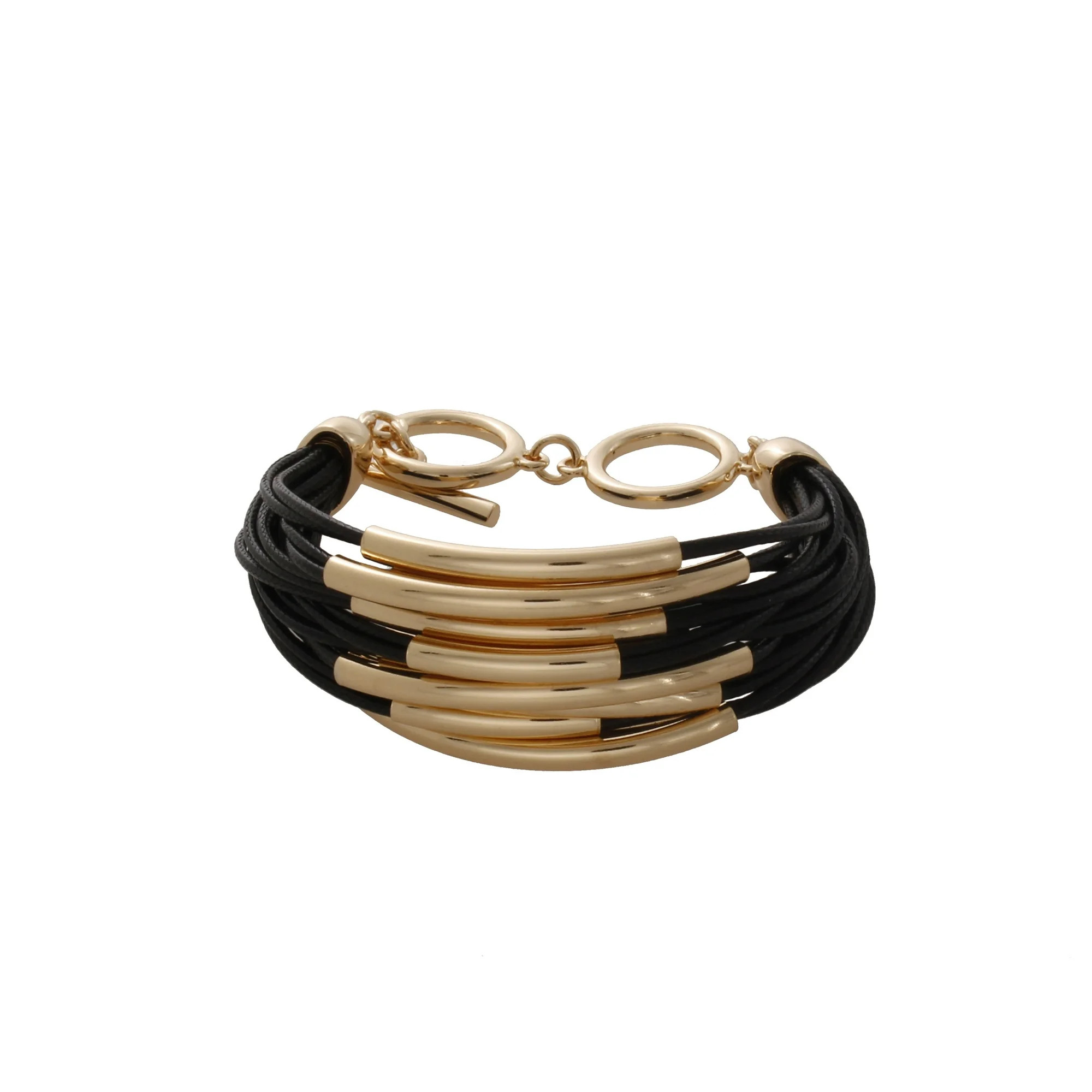 Time And Tru Black and Gold Tone Toggle Bracelet | Walmart (US)