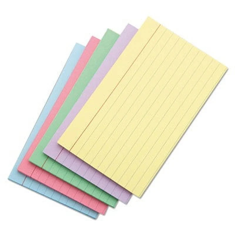 Index Cards, 5 x 8, Blue/Salmon/Green/Cherry/Canary, 100/Pack - Walmart.com | Walmart (US)