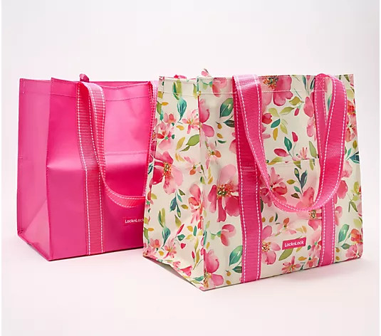 Make Your Selection: LocknLock Set of 2 Spring Print Shopping Tote Bags | QVC